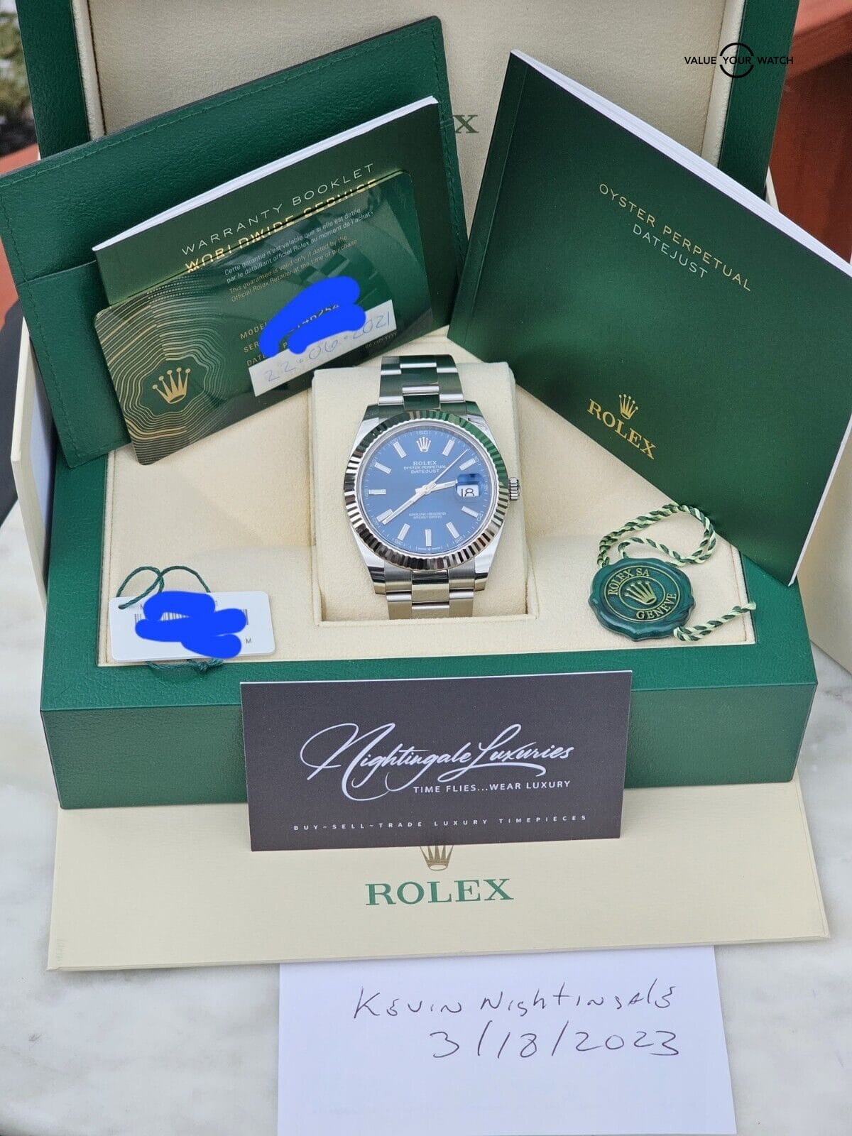 ROLEX DATEJUST 41-White Gold, Blue Dial FULLSET-126334 - Image 6