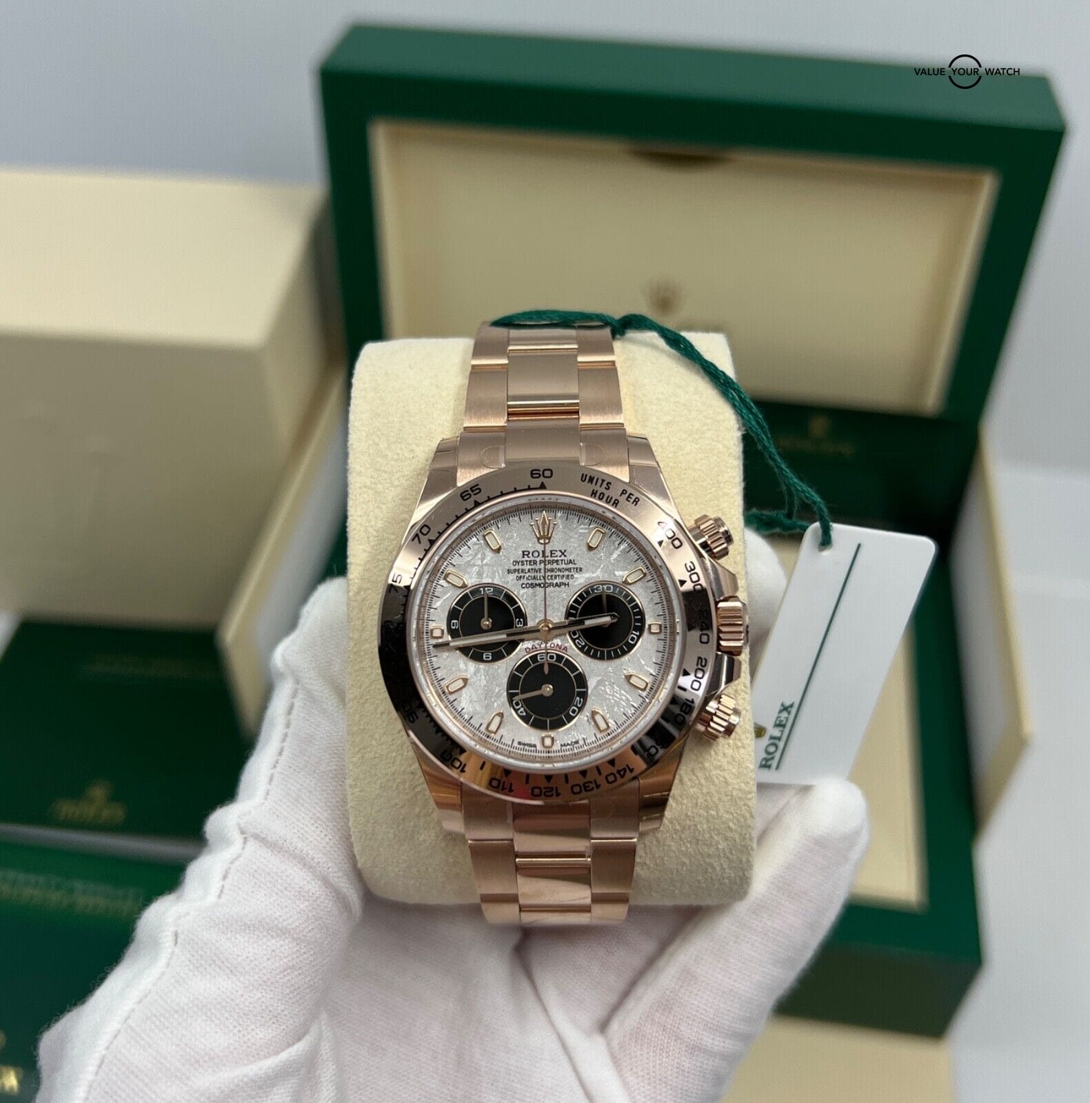 Rolex 2023 Stickers New Unworn Daytona Meteorite Dial Rose Gold Everose 116505 - Image 4