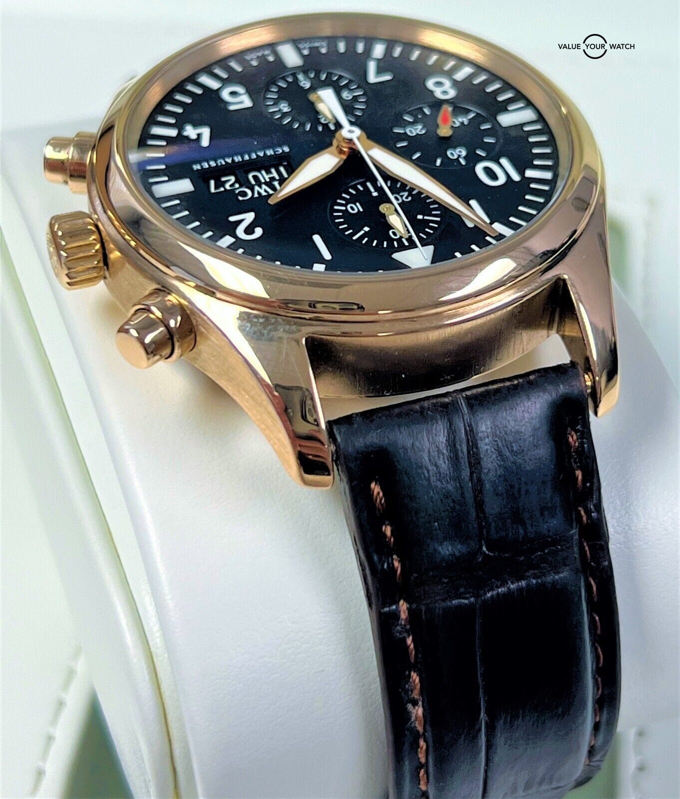 IWC Pilot Chronograph 18K Rose Gold 42mm Chronograph Black Dial! - Image 5