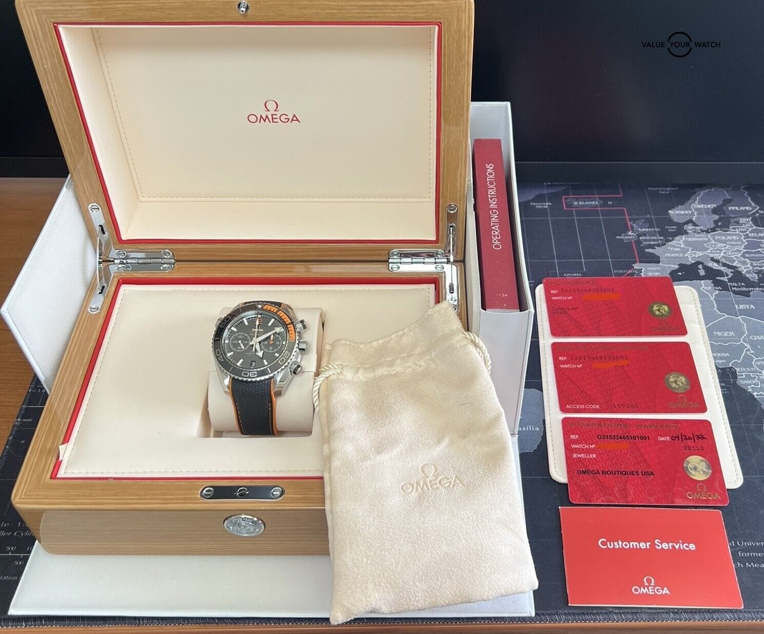 Omega Seamaster Professional Planet Ocean Black Orange Chronograph Complete Set! - Image 2