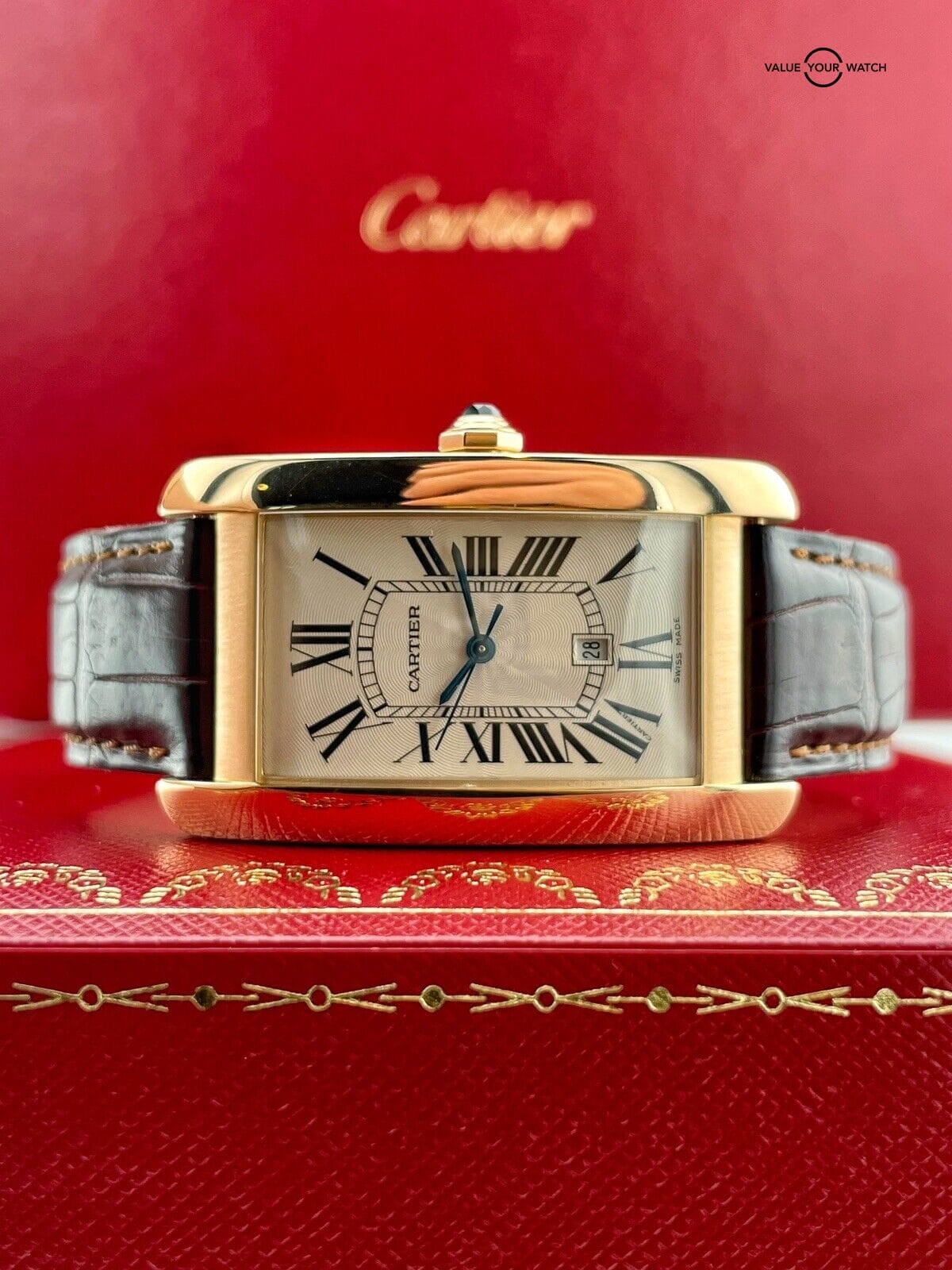 Cartier Tank Americaine 18k Rose Gold Automatic Watch W2609156 2505 - Image 7