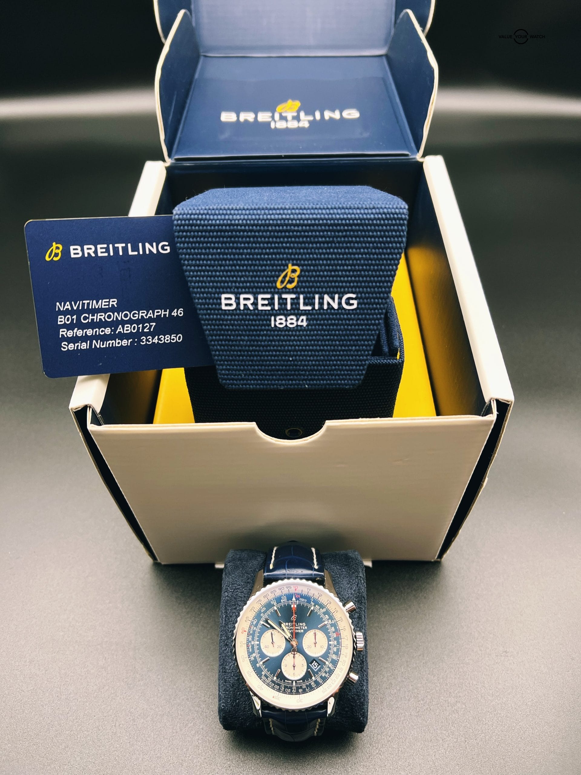 Breitling Navitimer B01 Chronograph 46 Steel Automatic Blue Dial On Crocodile - Image 3