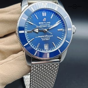 Breitling Superocean Heritage II 42 Blue Stainless Steel Mesh Warranty AB2010161C1A1