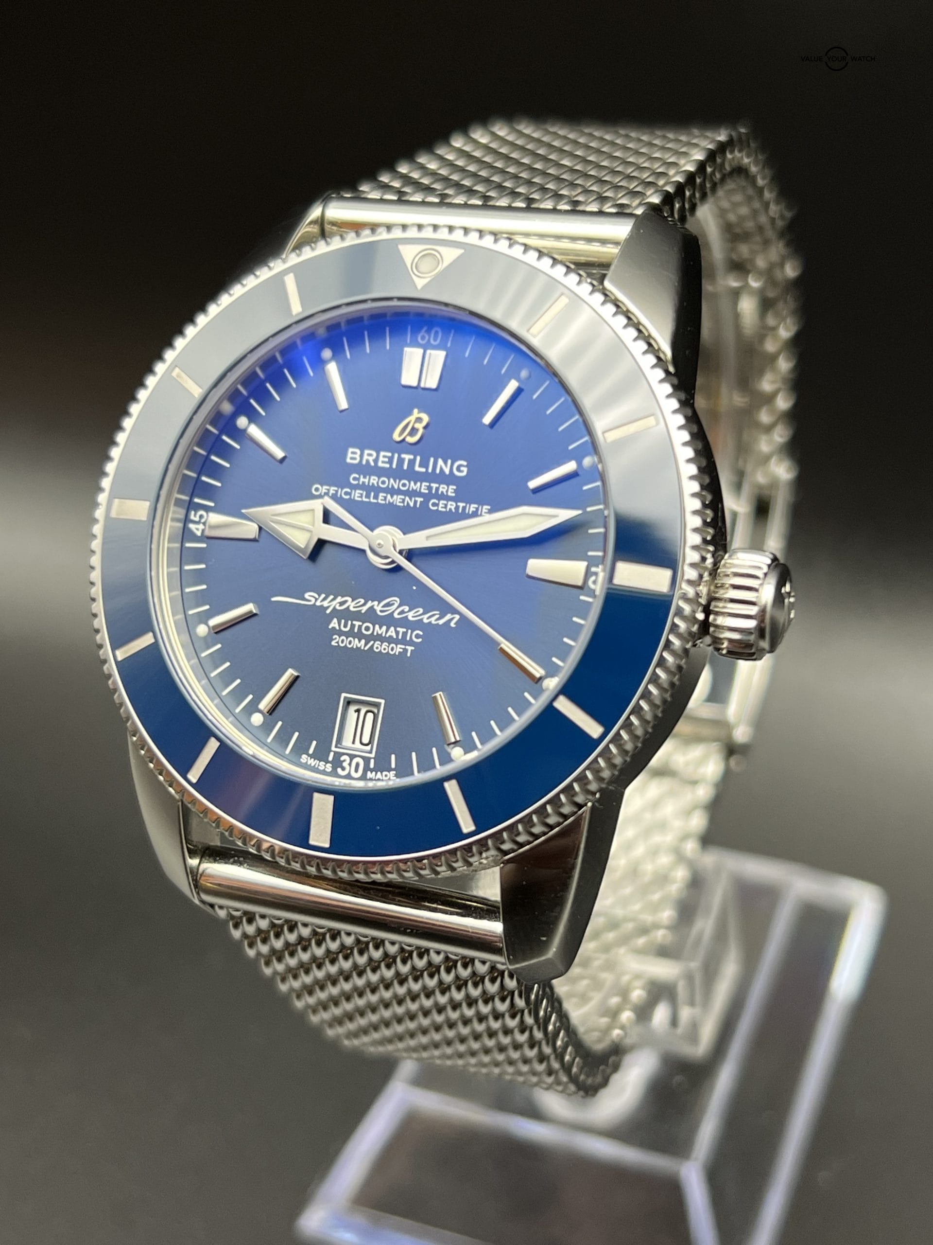 Breitling Superocean Heritage II 42 Blue Stainless Steel Mesh Warranty AB2010161C1A1 - Image 6