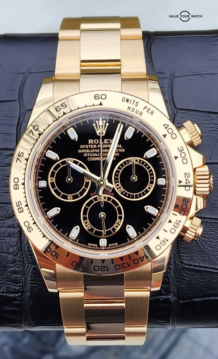 2023 Rolex Cosmograph Daytona 18K Gold Black Dial Unworn, Full Set-116508
