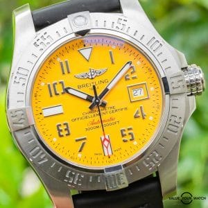 Breitling Avenger II Seawolf Yellow Dial Box Black Rubber Deploy Brushed A17331
