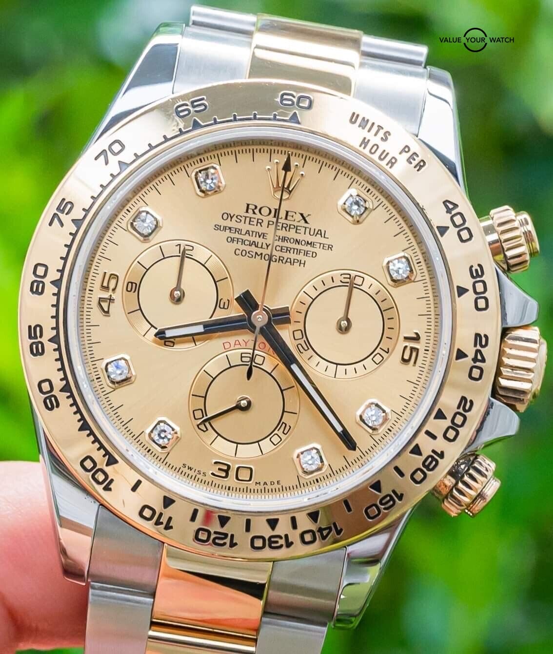 Rolex Daytona Champagne Diamond Dial 2018 Box Papers Cosmograph Gold 116503
