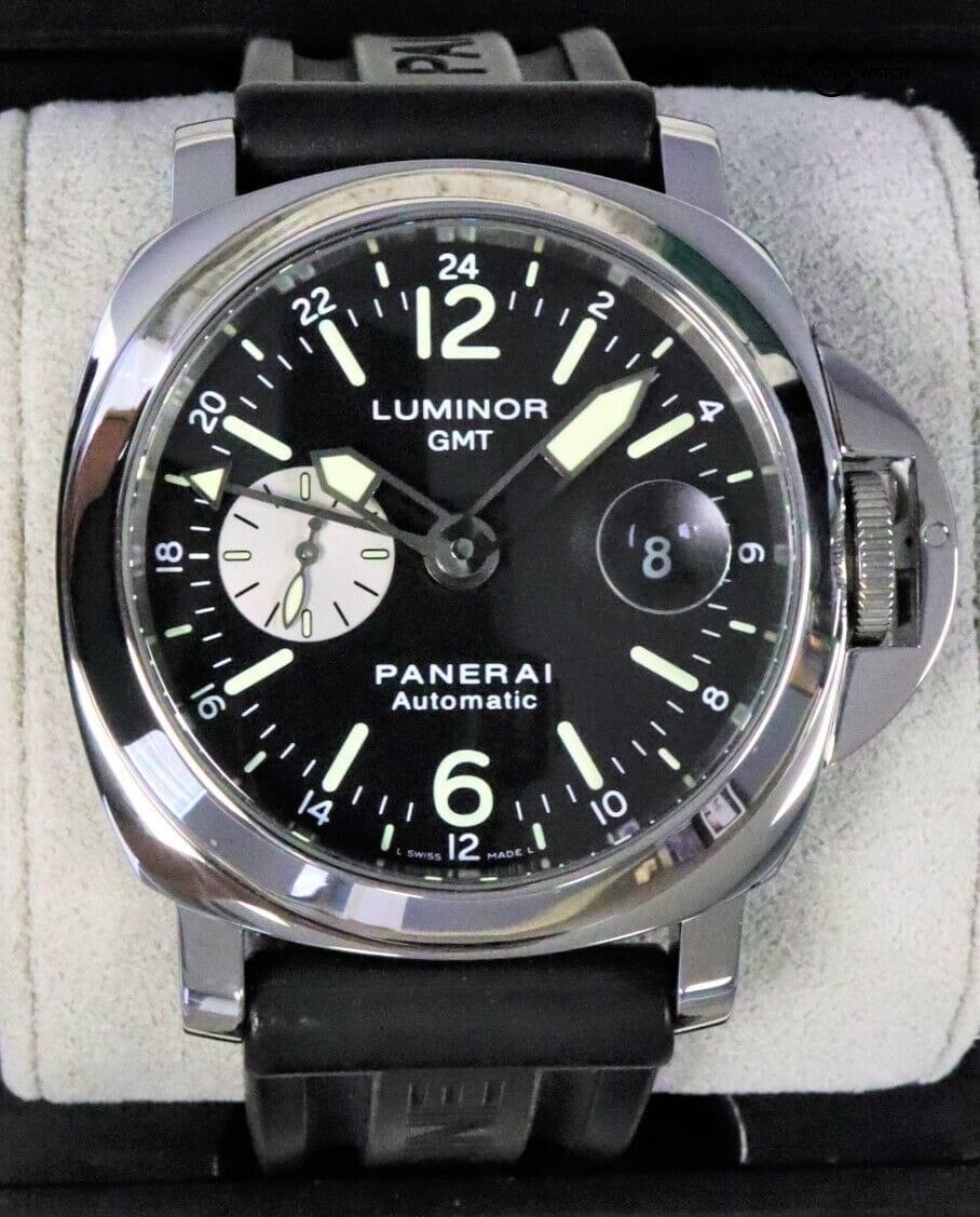 Panerai PAM 88 Luminor GMT Date Automatic Black Dial 44mm Stainless Steel!