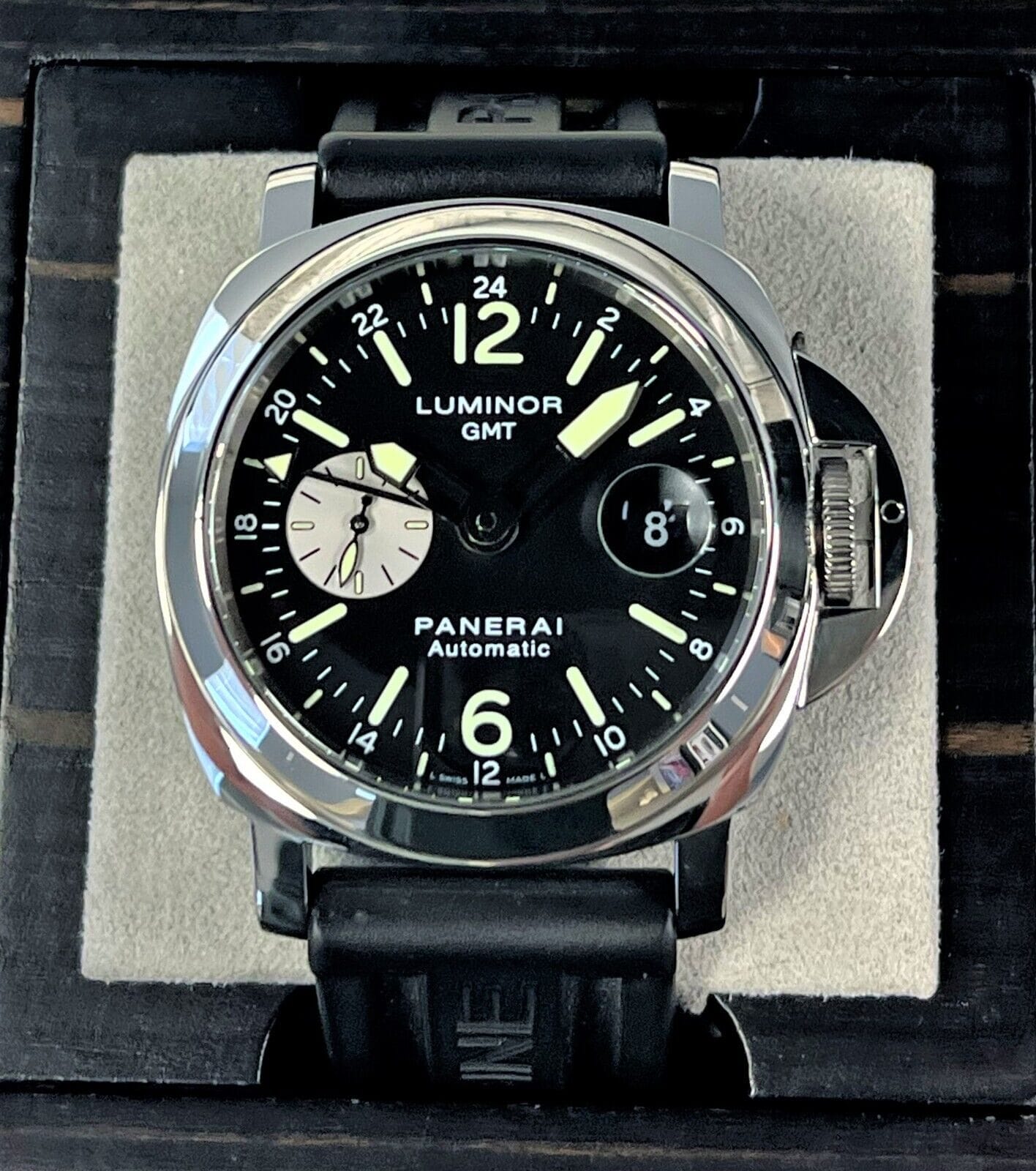 Panerai PAM 88 Luminor GMT Date Automatic Black Dial 44mm Stainless Steel! - Image 4