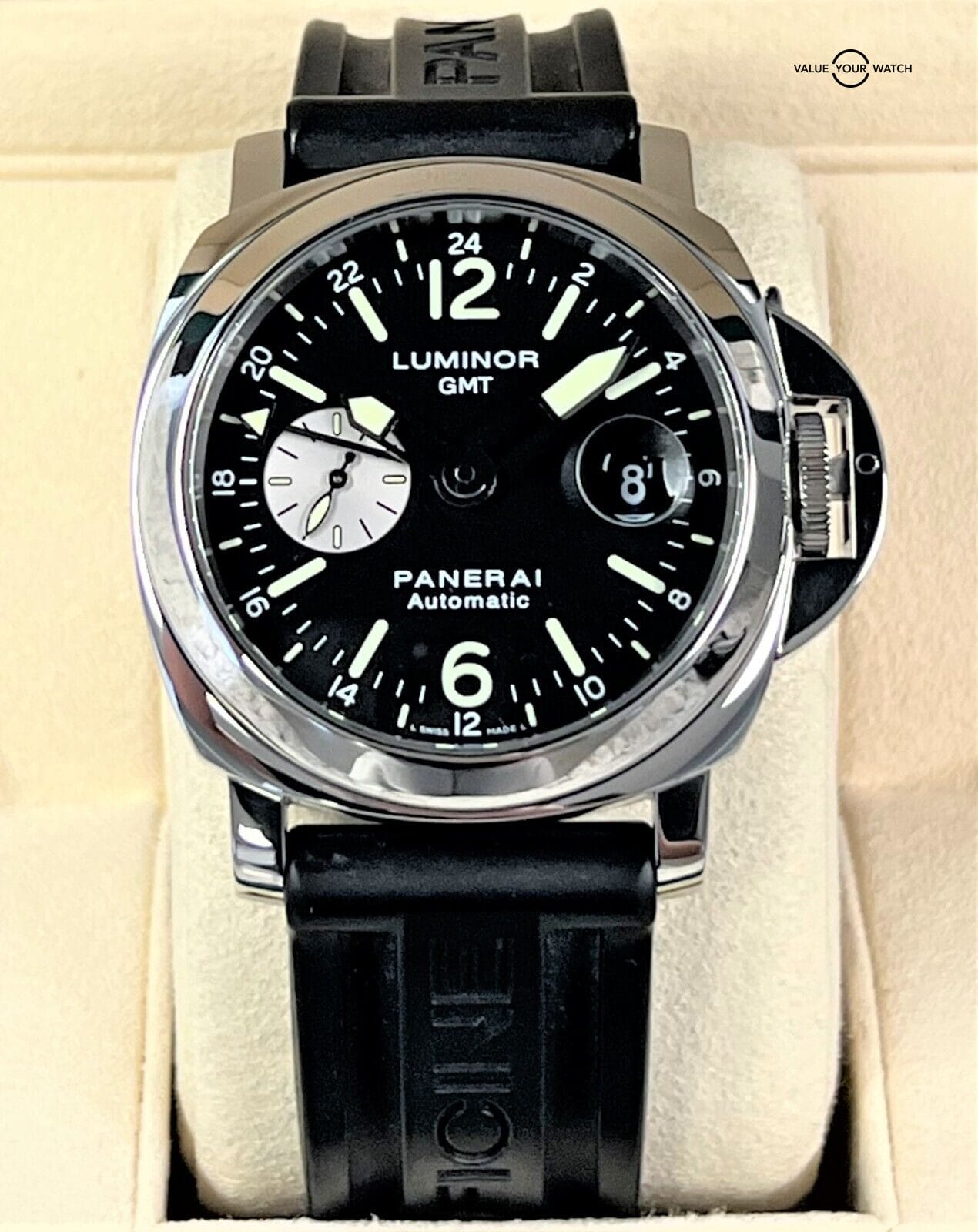 Panerai PAM 88 Luminor GMT Date Automatic Black Dial 44mm Stainless Steel! - Image 6
