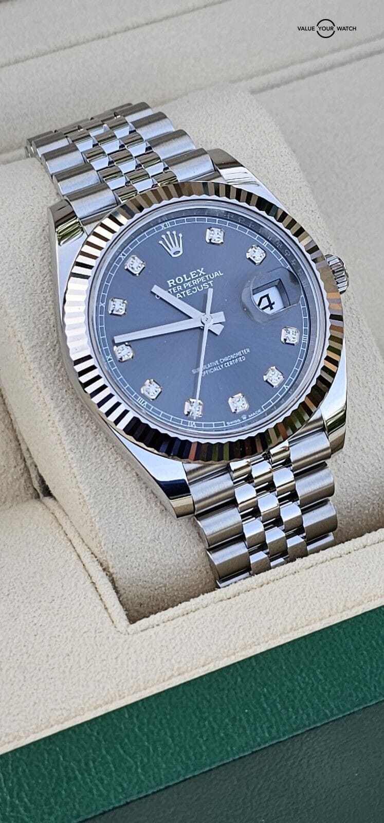 Rolex Datejust 41 Diamond Markers Dial Jubilee Bracelet Model 126334-2022 Unworn Full Set - Image 7