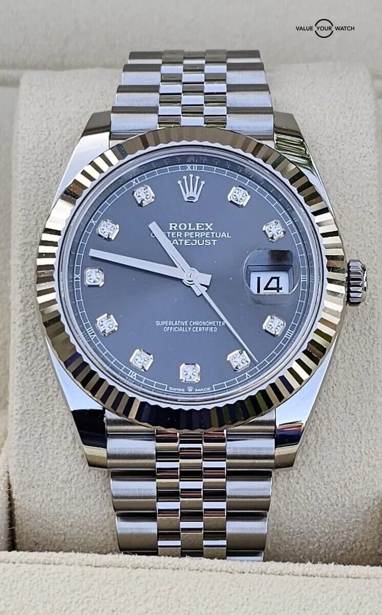 Rolex Datejust 41 Diamond Markers Dial Jubilee Bracelet-2022 Unworn Full Set