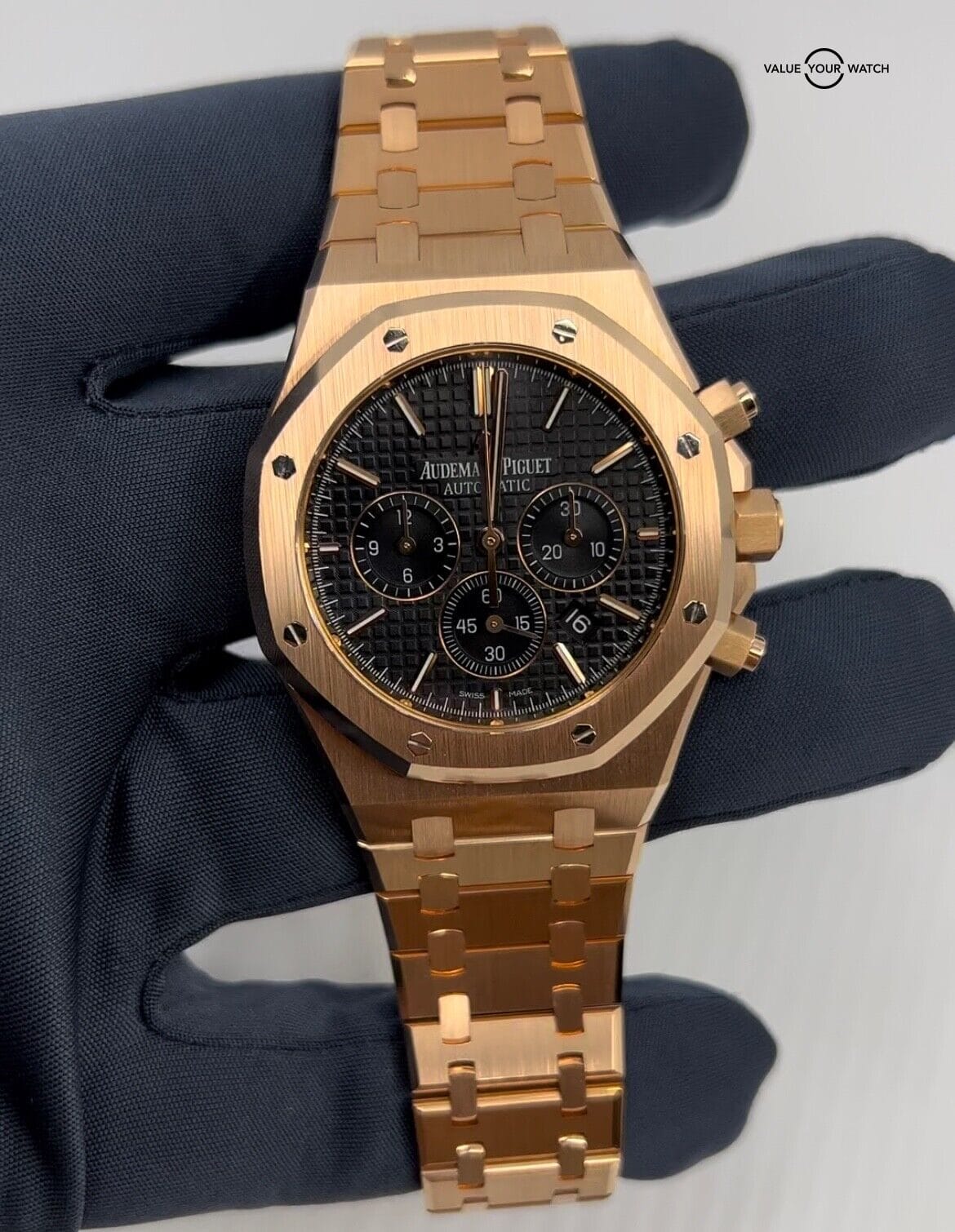 Unworn 2017 Audemars Piguet Royal Oak Chronograph Rose Gold 41mm Black Dial
