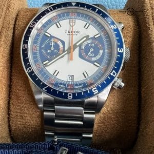 Tudor Heritage Chronograph Blue and Orange 42mm Complete Set with nato strap!
