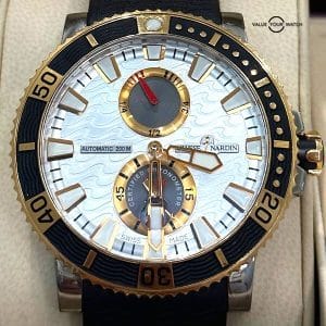 RARE Ulysse Nardin Maxi Marine Titanium 18k Rose Gold Silver Dial 265-90-3C Full-Set