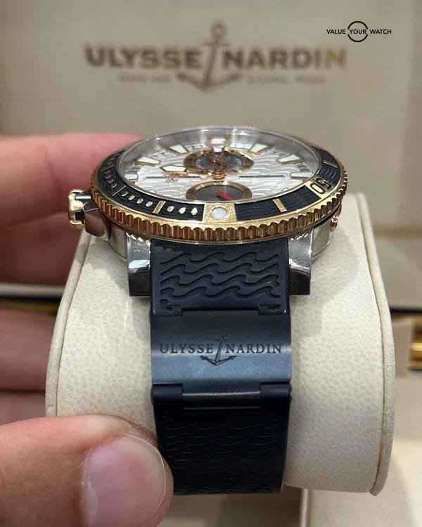 RARE Ulysse Nardin Maxi Marine Titanium 18k Rose Gold Silver Dial