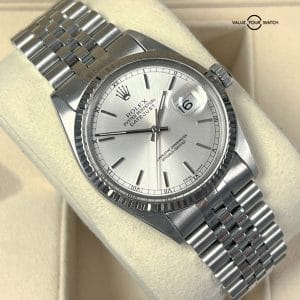 Rolex Datejust 16014 36mm Silver Dial 18K White Gold Bezel & Stainless Steel!