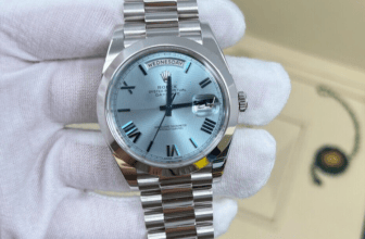 Mint Unpolished Rolex DayDate President 40mm Platinum Blue Quadrant Roman 228206