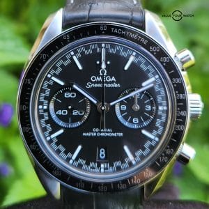 UNWORN OMEGA Speedmaster Professional Co-axial Master Chronometer Chronograph Men's Black Watch Stainless Steel w/Leather Strap 44.25mm 329.33.44.51.01.001