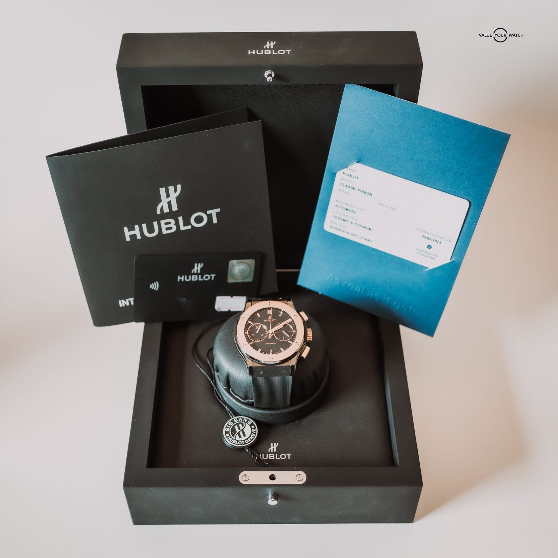 Hublot Classic Fusion King Rose Gold Chronograph Black Dial 45mm 521.CO.1181.RX -- FRESH SERVICE, FULL SET - Image 8