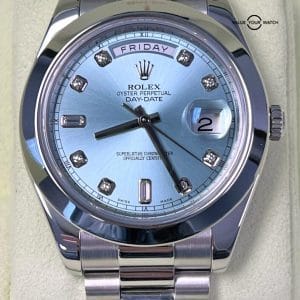 Rolex Day-Date II President 41mm Platinum Ice Blue Diamond Dial!