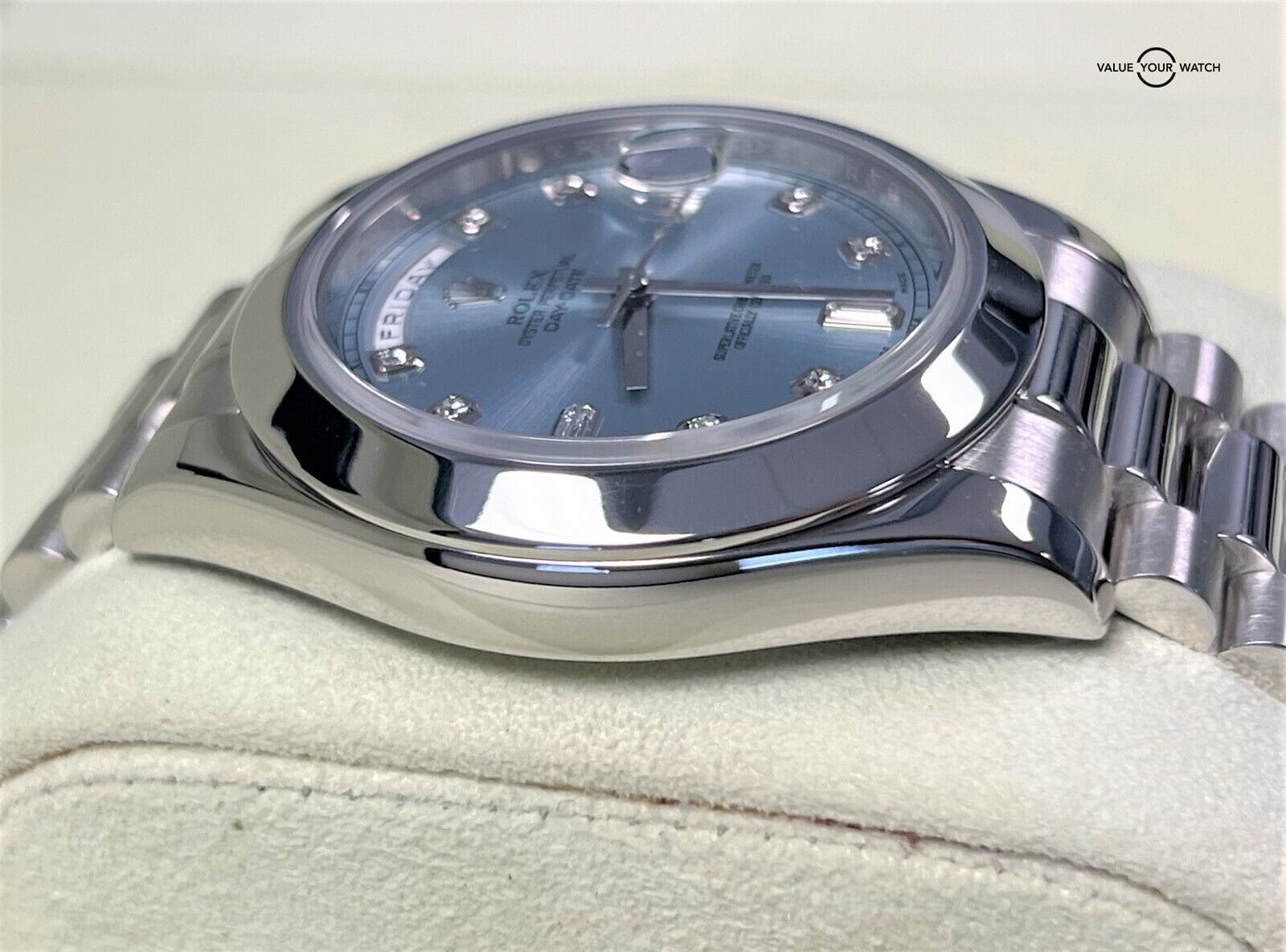Rolex Day-Date II President 41mm Platinum Ice Blue Diamond Dial! - Image 4