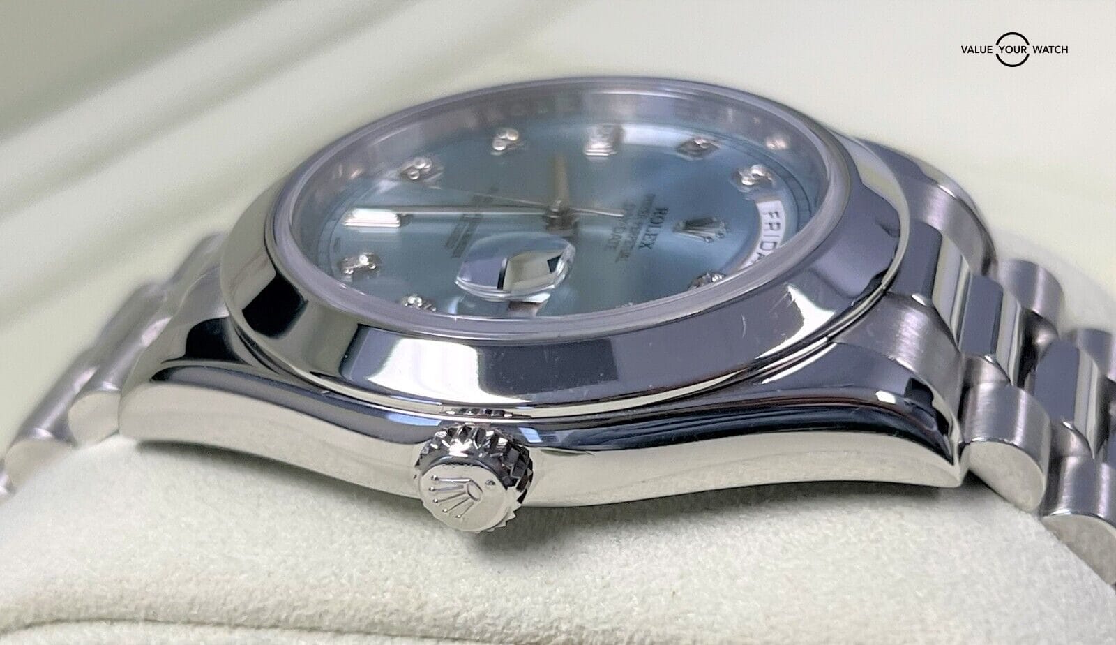 Rolex Day-Date II President 41mm Platinum Ice Blue Diamond Dial! - Image 16