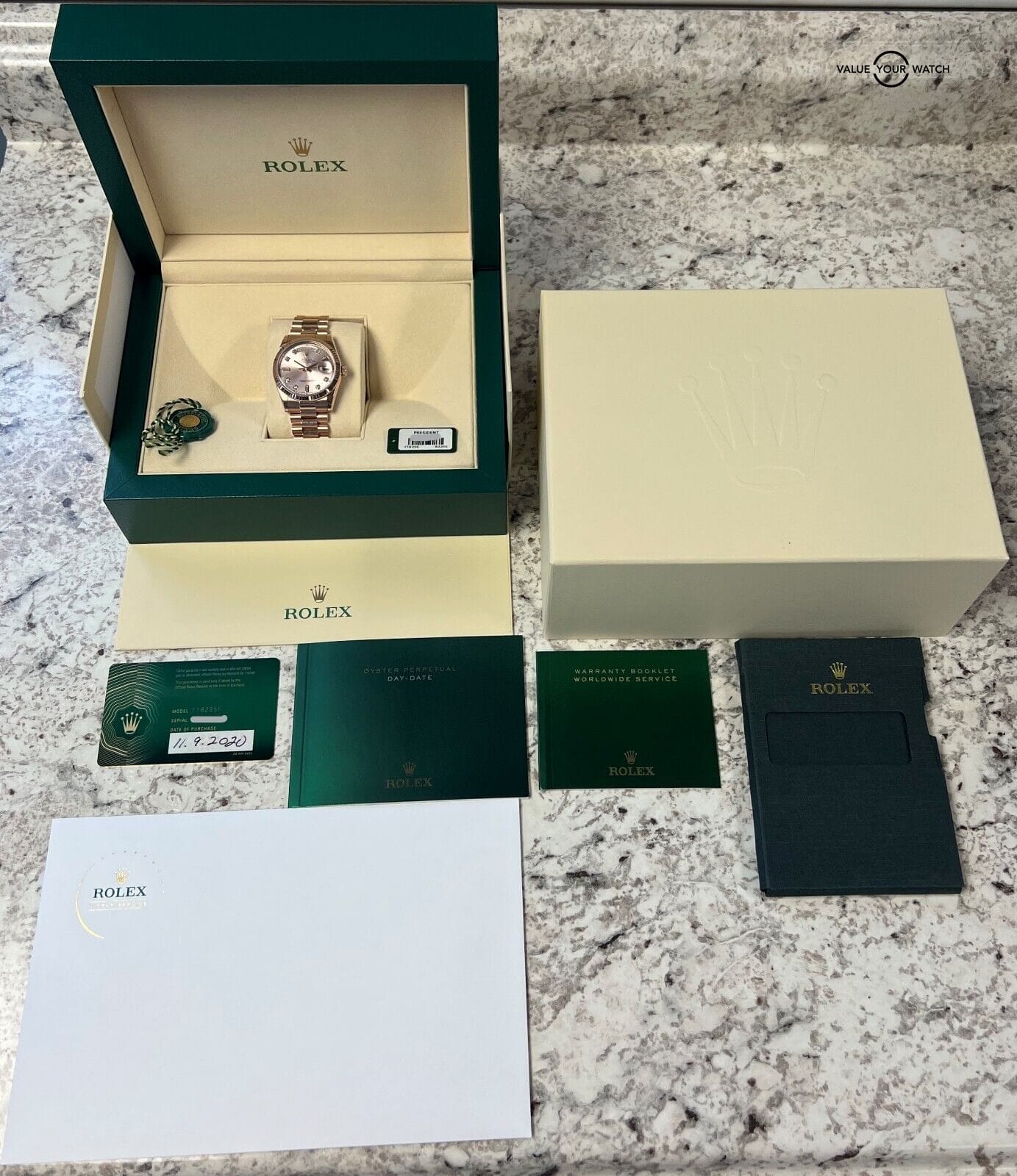 Rolex Day-Date 118235 18K Rose Gold Diamond Dial BOXES/PAPERS/2020
