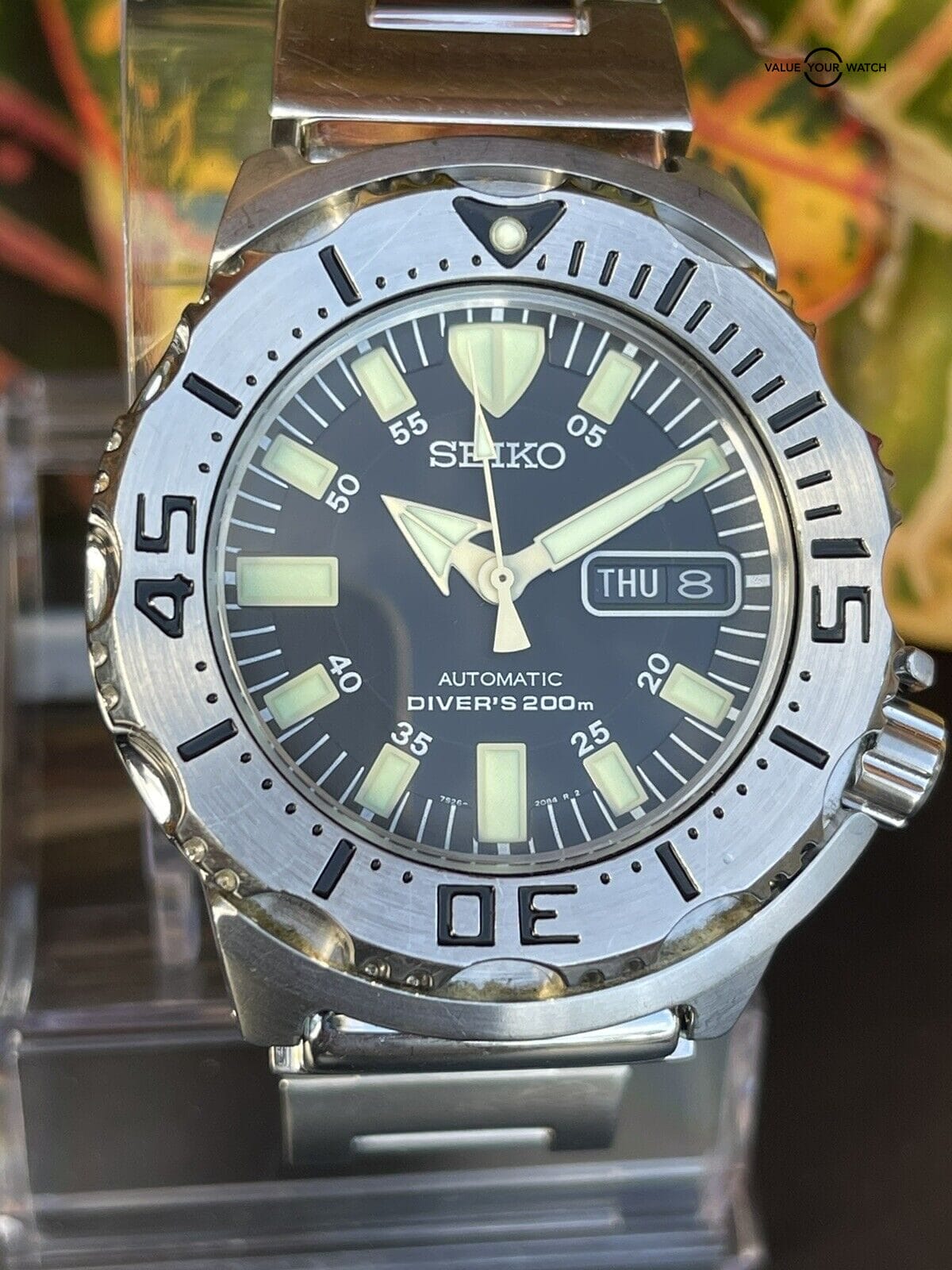 SEIKO 7S26-0350 Gen 1 Black Monster Diver's Dive Watch Bracelet Value Your Watch