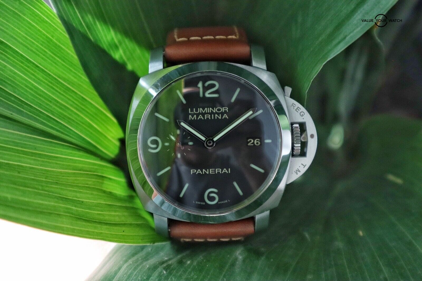 Panerai Luminor Marina 3 Days Watch with Brown Leather Strap - PAM00312 - Image 5