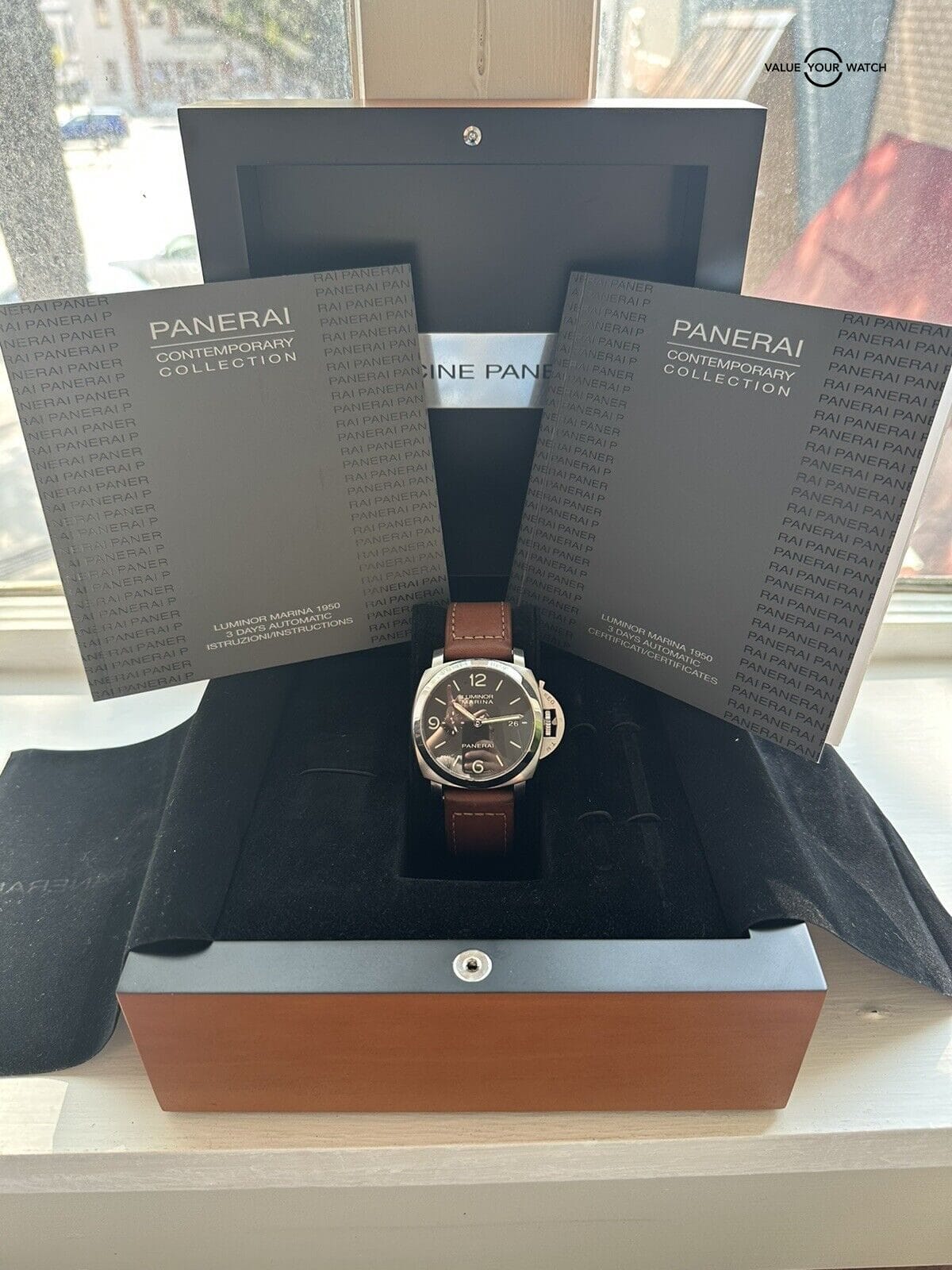 Panerai Luminor Marina 3 Days Watch with Brown Leather Strap - PAM00312 - Image 6