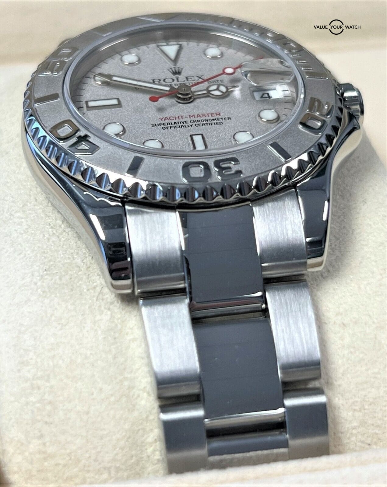 Stainless steel and platinum Rolex Yachtmaster 35mm midsize