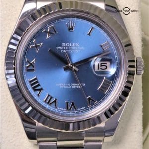 Rolex Datejust II 41mm Azzurro Blue Roman 18K White Gold & SS 2015/BOXES/PAPERS