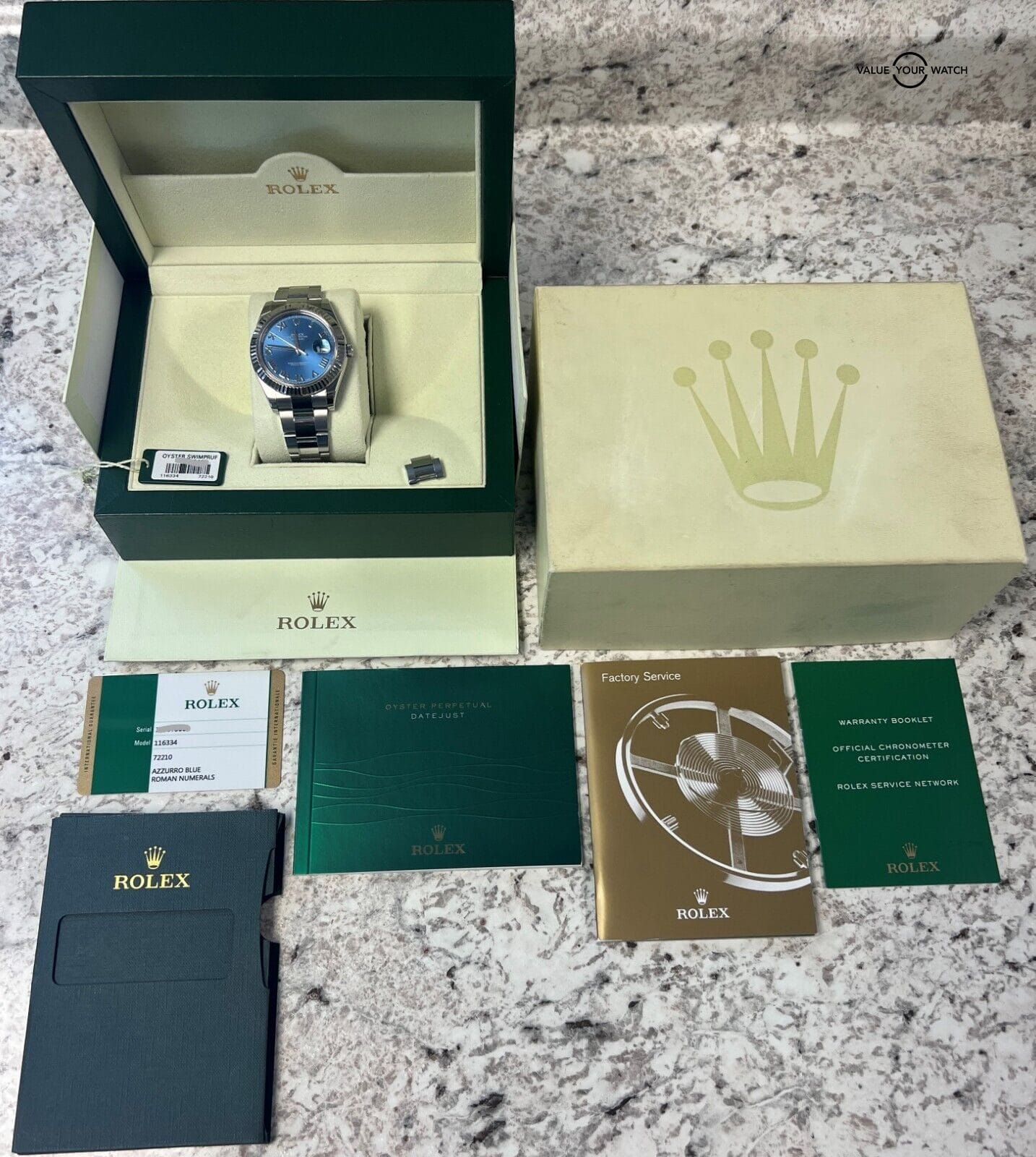 Rolex Datejust II 41mm Azzurro Blue Roman 18K White Gold & SS 2015/BOXES/PAPERS - Image 4