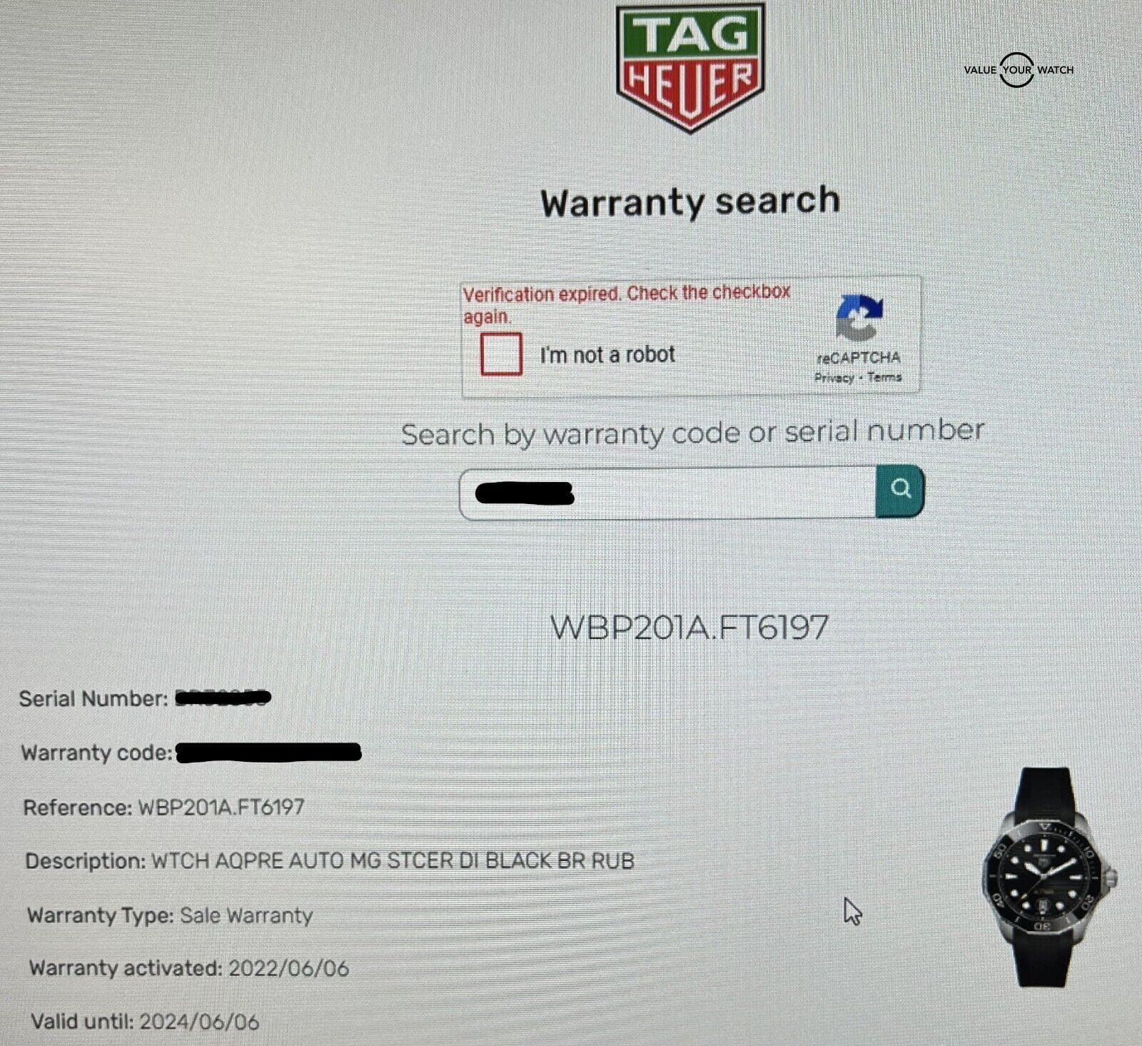 Tag Heuer Aquaracer 300 Automatic 43mm Black Dial WBP201A.FT6197! - Image 7