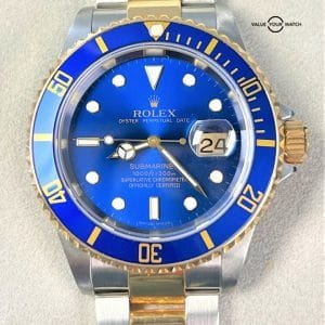 Rolex Submariner Date 16613 Blue Dial 18K Yellow Gold & SS B&P Serviced!