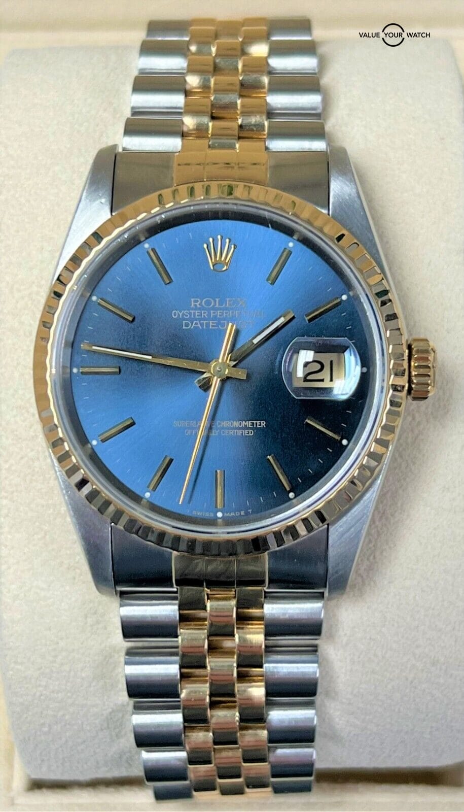 Rolex Datejust 36mm 16233 Blue Dial 18K Yellow Gold & Stainless-Steel BOX/PAPERS - Image 7