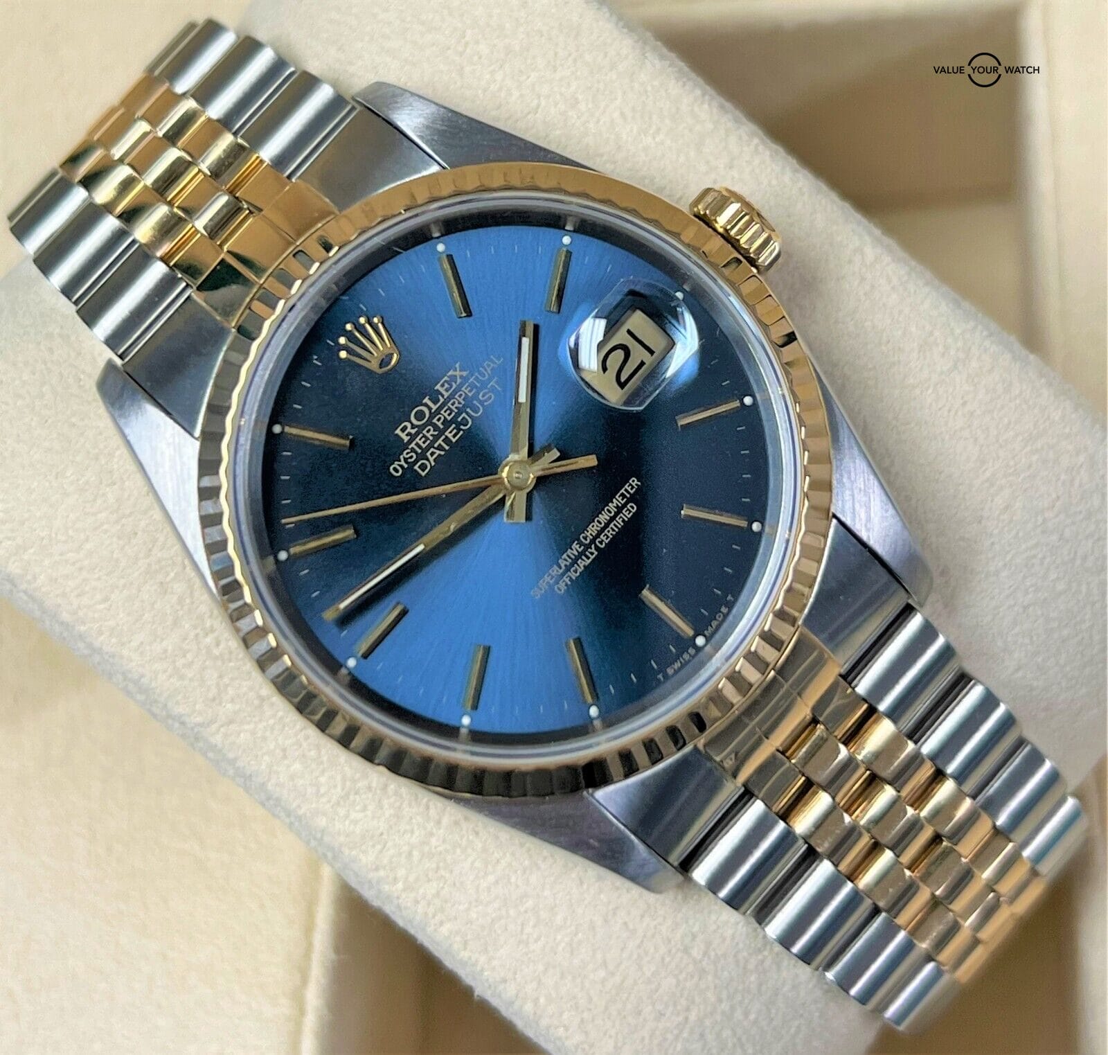 Rolex Datejust 36mm 16233 Blue Dial 18K Yellow Gold & Stainless-Steel BOX/PAPERS