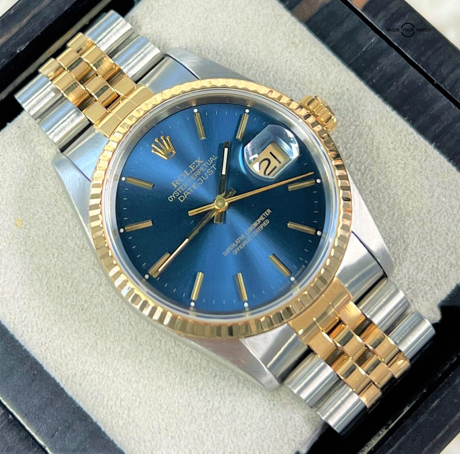 Rolex Datejust 36mm 16233 Blue Dial 18K Yellow Gold & Stainless-Steel BOX/PAPERS - Image 10