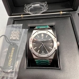 2022 Complete Set Unworn Audemars Piguet AP Royal Oak Steel Black Dial 41mm
