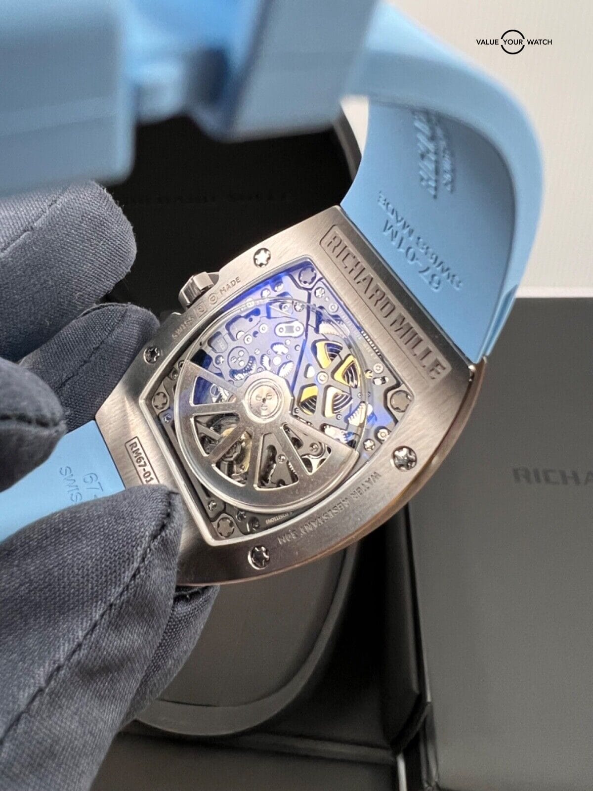 2020 Richard Mille RM 67-01 Extra Flat Titanium Blue + Black Strap Complete Set - Image 6