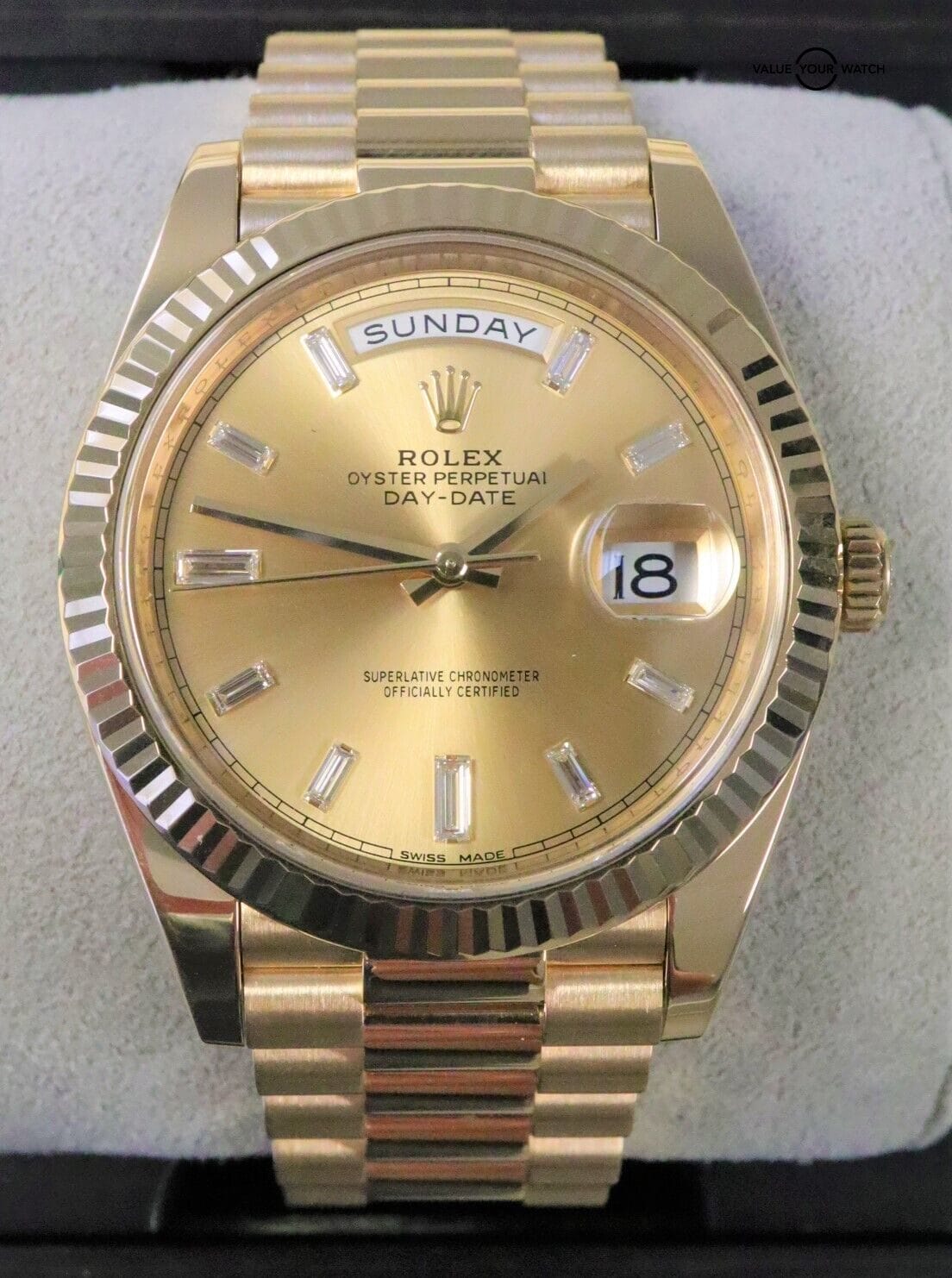 Rolex President Day-Date 40mm 228238 18K Yellow Gold Baguette Dial BOXES/PAPERS! - Image 3