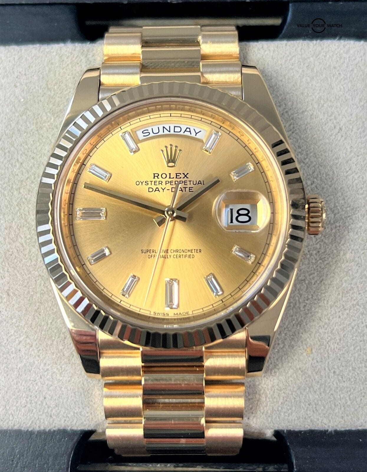 Rolex President Day-Date 40mm 228238 18K Yellow Gold Baguette Dial BOXES/PAPERS! - Image 9