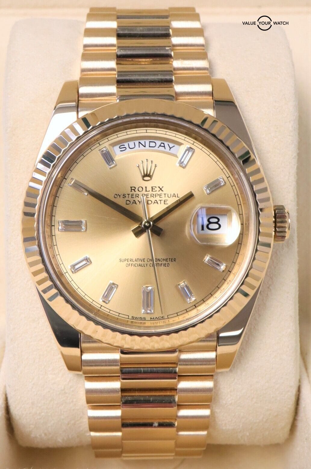 Rolex President Day-Date 40mm 228238 18K Yellow Gold Baguette Dial BOXES/PAPERS! - Image 10