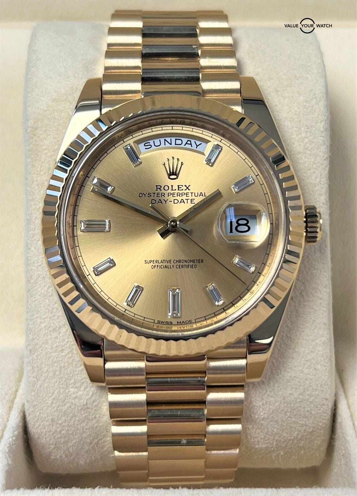 Rolex President Day-Date 40mm 228238 18K Yellow Gold Baguette Dial BOXES/PAPERS! - Image 12