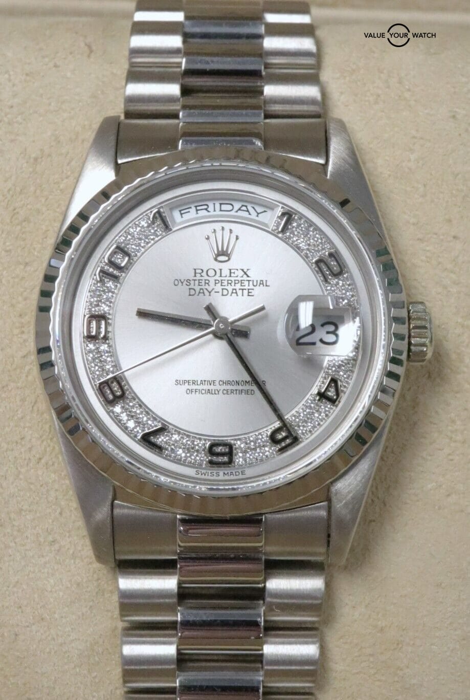 Rolex Day Date President 18239 Rhodium Myriad Dial 18K White Gold BOX/PAPERS! - Image 2