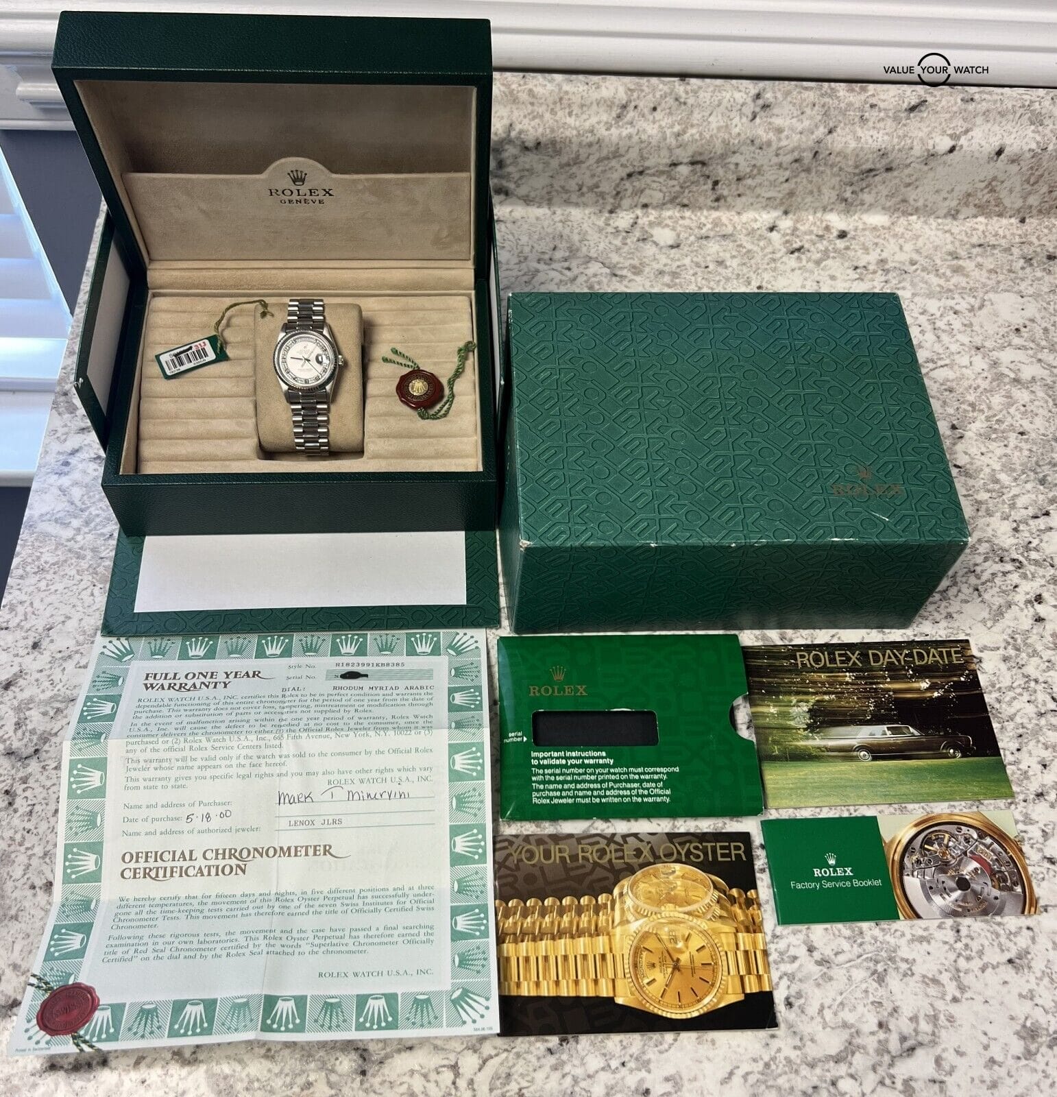 Rolex Day Date President 18239 Rhodium Myriad Dial 18K White Gold BOX/PAPERS! - Image 3