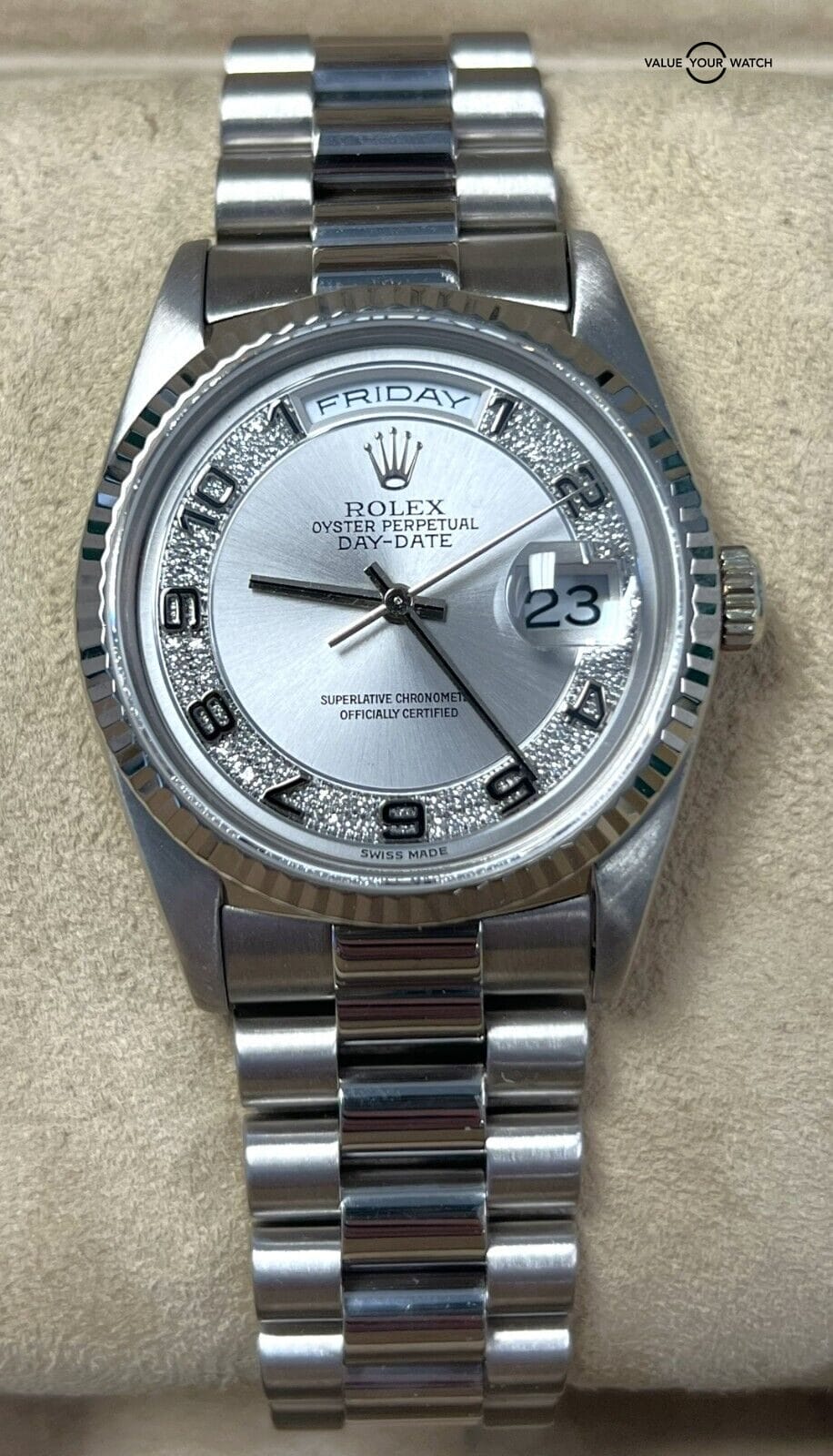 Rolex Day Date President 18239 Rhodium Myriad Dial 18K White Gold BOX/PAPERS! - Image 9