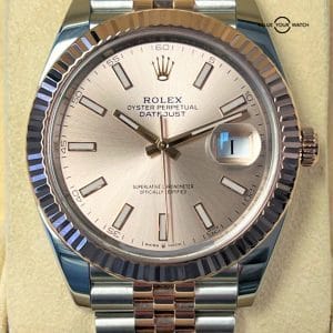 Rolex Datejust 41mm 18K Rose Gold & SS Sundust Dial Jubilee 126331 BOXES/PAPERS!