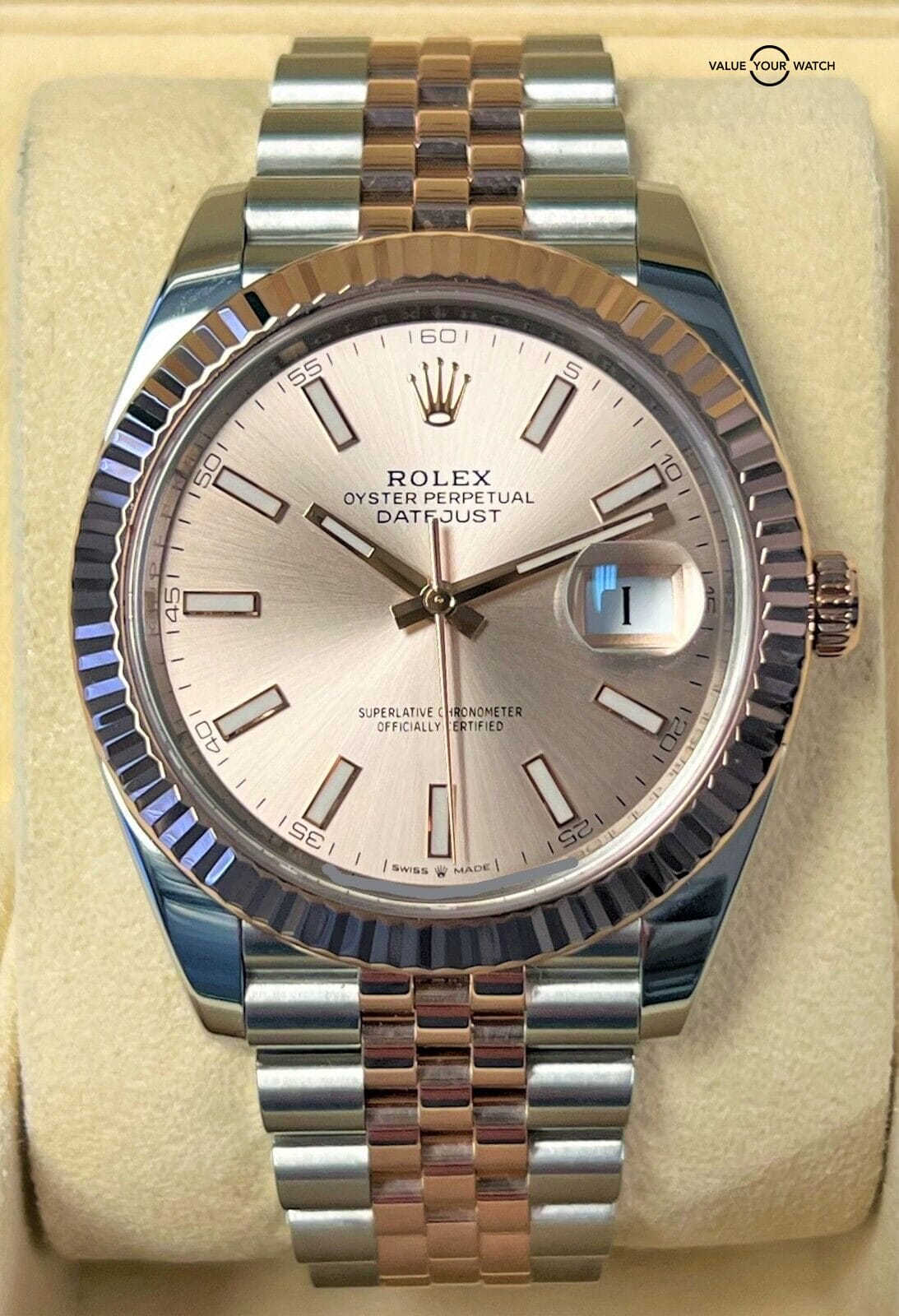 Rolex Datejust 41mm 18K Rose Gold & SS Sundust Dial Jubilee 126331 BOXES/PAPERS!